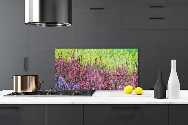 Panou sticla bucatarie Flori Floral Violet Roșu Verde