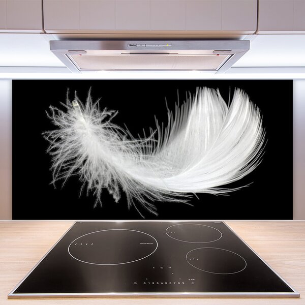 Panou sticla bucatarie Feather Art White