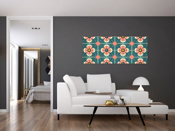 Tablou - Model retro cu flori (120x50 cm)