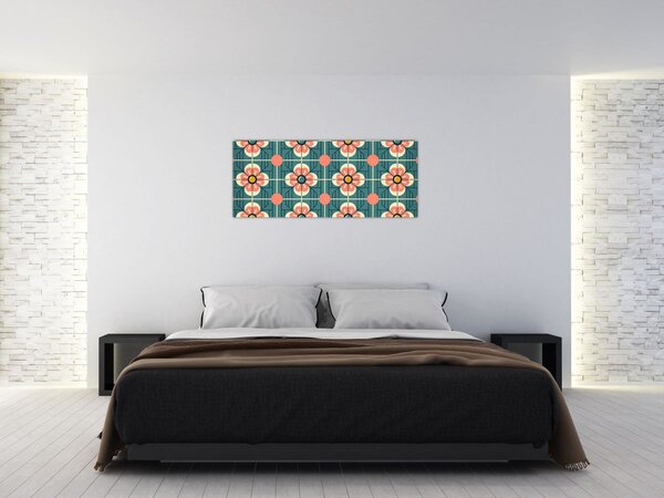 Tablou - Model retro cu flori (120x50 cm)