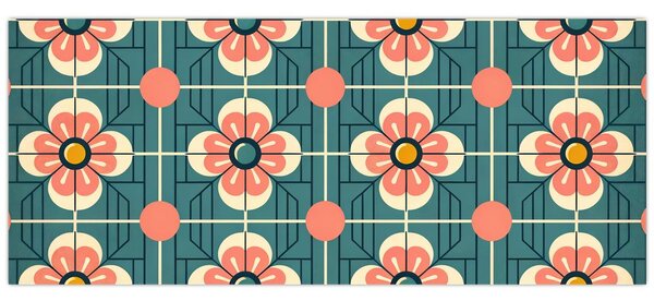 Tablou - Model retro cu flori (120x50 cm)