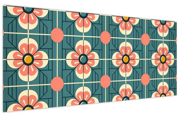 Tablou - Model retro cu flori (120x50 cm)