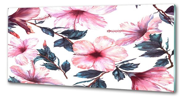 Panou sticlă decorativa bucătărie flori de hibiscus