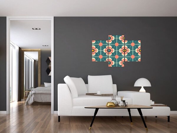 Tablou - Model retro cu flori (90x60 cm)