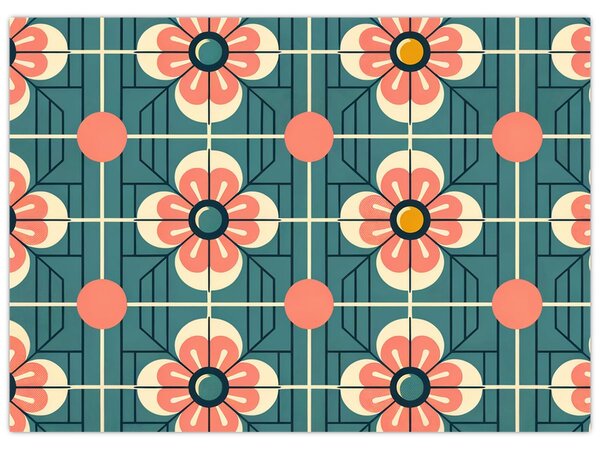 Tablou - Model retro cu flori (70x50 cm)