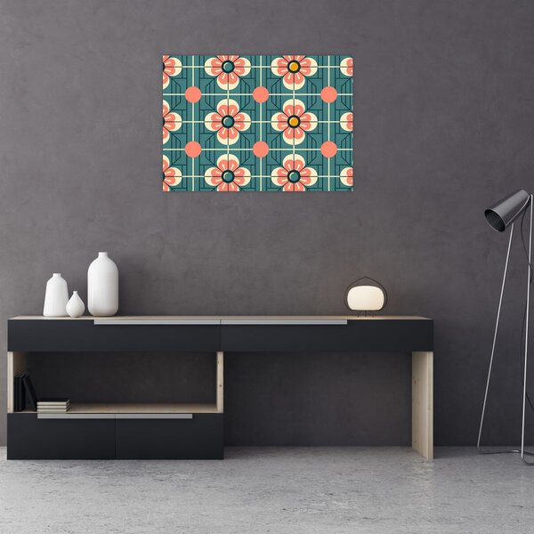 Tablou - Model retro cu flori (70x50 cm)