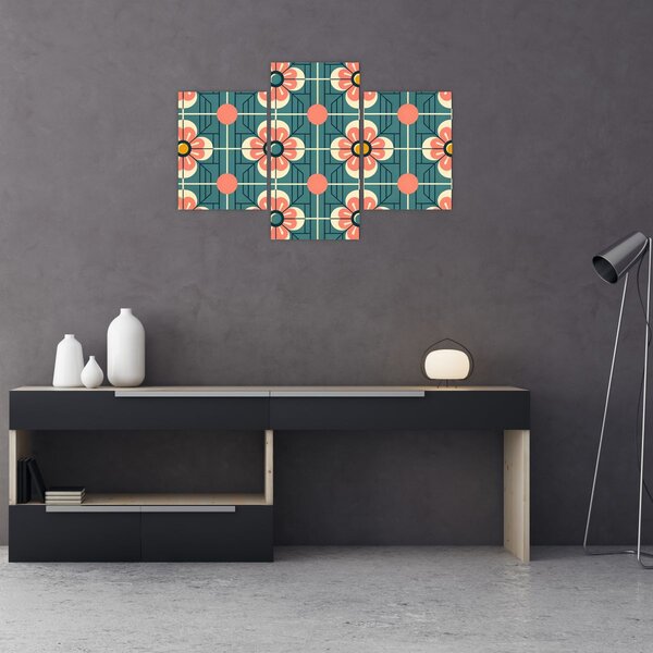 Tablou - Model retro cu flori (90x60 cm)