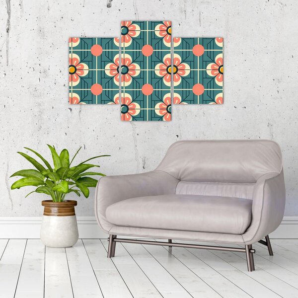 Tablou - Model retro cu flori (90x60 cm)