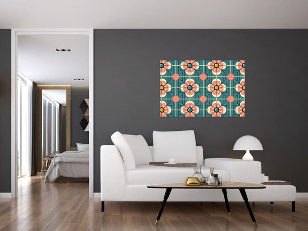 Tablou - Model retro cu flori (90x60 cm)