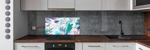 Panou sticla securizata bucatarie frunze tropicale