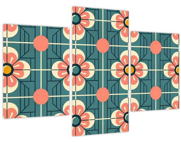Tablou - Model retro cu flori (90x60 cm)