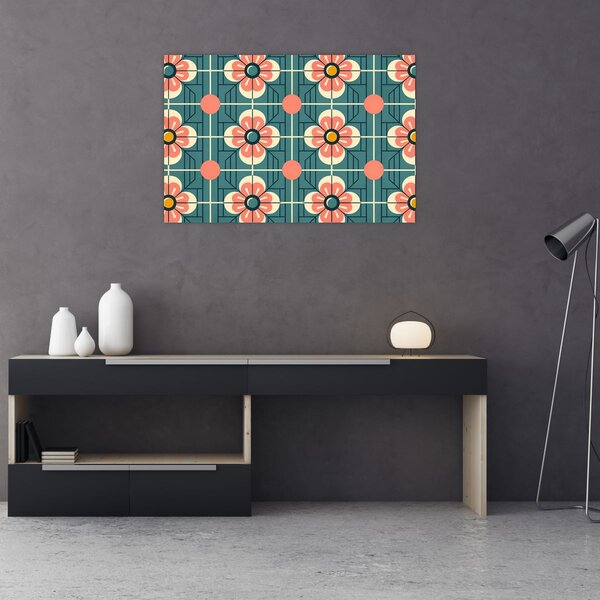 Tablou - Model retro cu flori (90x60 cm)