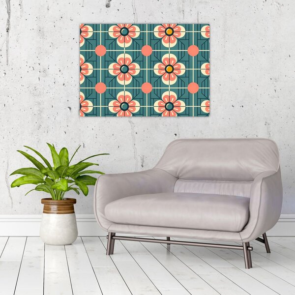 Tablou - Model retro cu flori (70x50 cm)