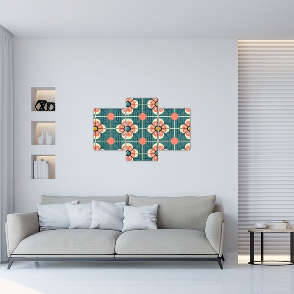 Tablou - Model retro cu flori (90x60 cm)