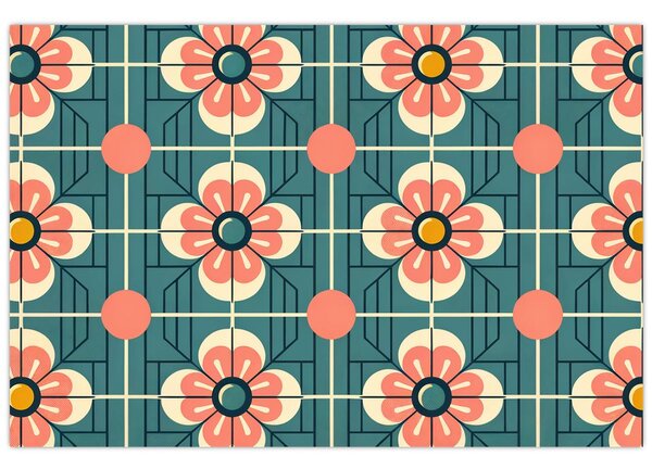 Tablou - Model retro cu flori (90x60 cm)