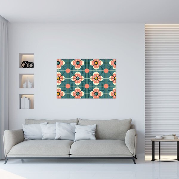 Tablou - Model retro cu flori (90x60 cm)