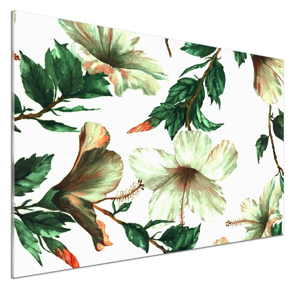 Panou perete bucătărie flori de hibiscus
