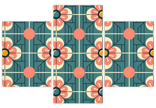 Tablou - Model retro cu flori (90x60 cm)