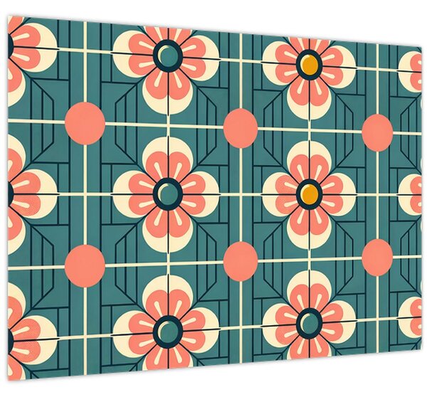 Tablou - Model retro cu flori (70x50 cm)