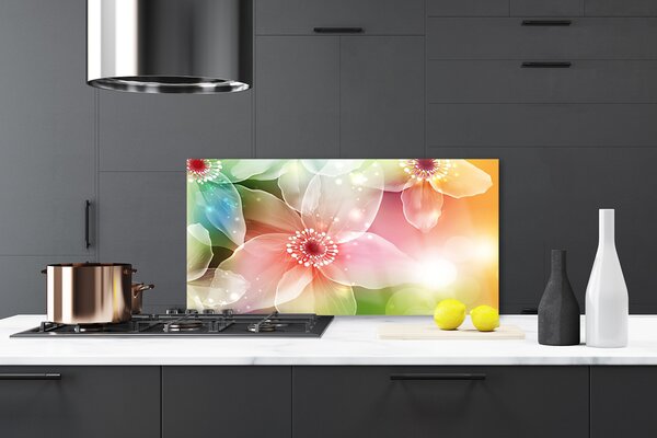 Panou sticla bucatarie Flori Art Multi