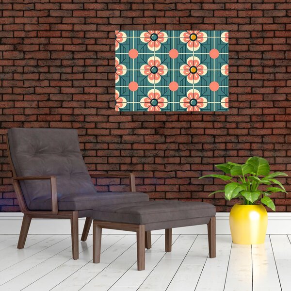 Tablou - Model retro cu flori (70x50 cm)