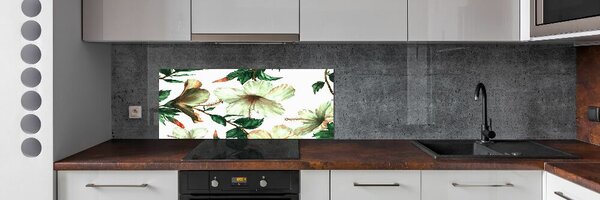 Panou perete bucătărie flori de hibiscus