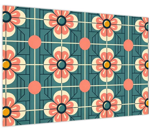 Tablou - Model retro cu flori (90x60 cm)