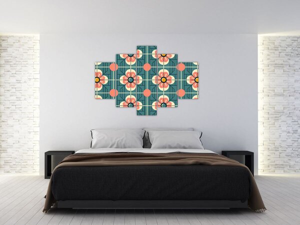 Tablou - Model retro cu flori (150x105 cm)