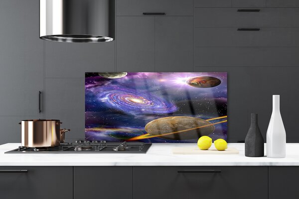Panou sticla bucatarie Spațiu Universul Violet Gri