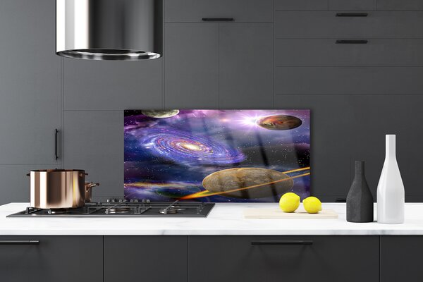 Panou sticla bucatarie Spațiu Universul Violet Gri