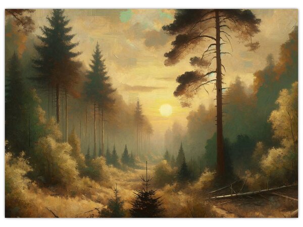Tablou - Soare strălucind prin pădure (70x50 cm)