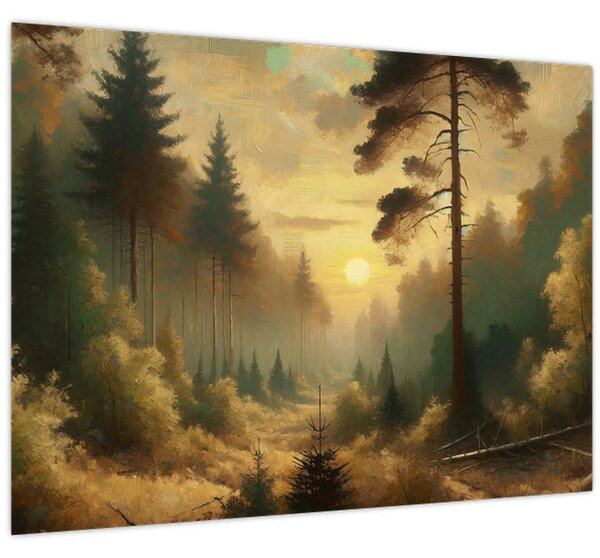 Tablou - Soare strălucind prin pădure (70x50 cm)