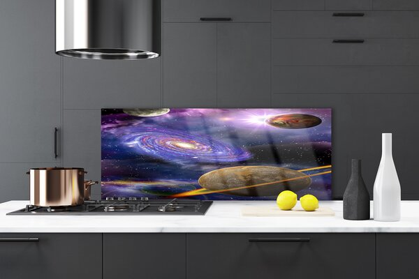 Panou sticla bucatarie Spațiu Universul Violet Gri