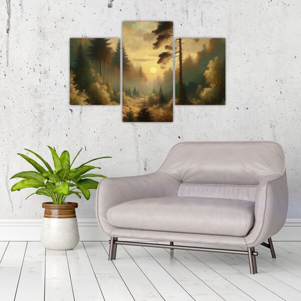 Tablou - Soare strălucind prin pădure (90x60 cm)