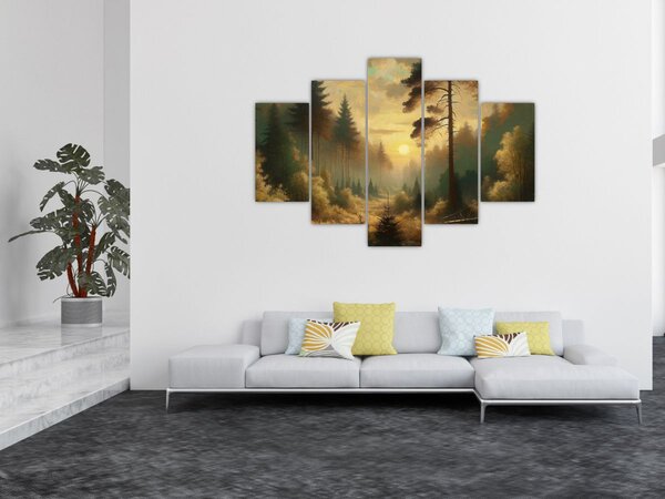Tablou - Soare strălucind prin pădure (150x105 cm)