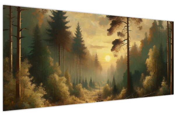 Tablou - Soare strălucind prin pădure (120x50 cm)