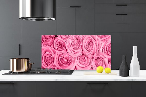 Panou sticla bucatarie Trandafiri roz Floral