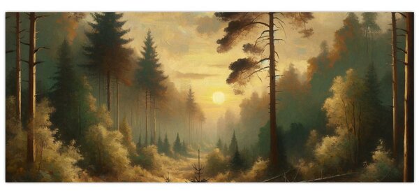 Tablou - Soare strălucind prin pădure (120x50 cm)