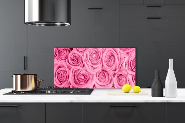 Panou sticla bucatarie Trandafiri roz Floral