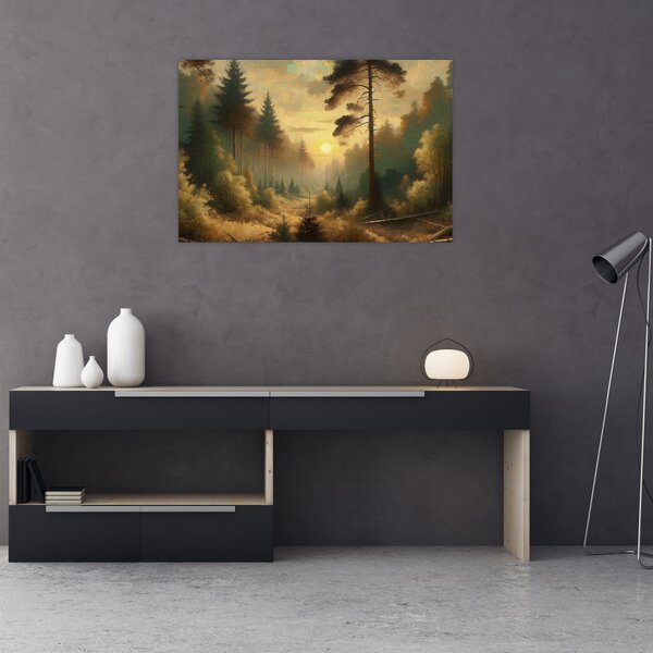 Tablou - Soare strălucind prin pădure (90x60 cm)