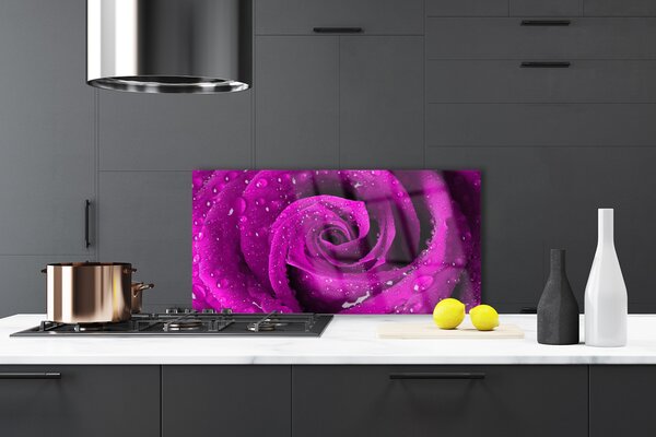 Panou sticla bucatarie Rose Floral roz