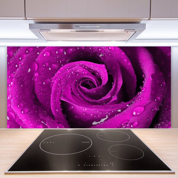 Panou sticla bucatarie Rose Floral roz