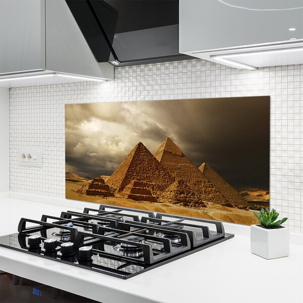 Panou sticla bucatarie Piramidele Arhitectura galben