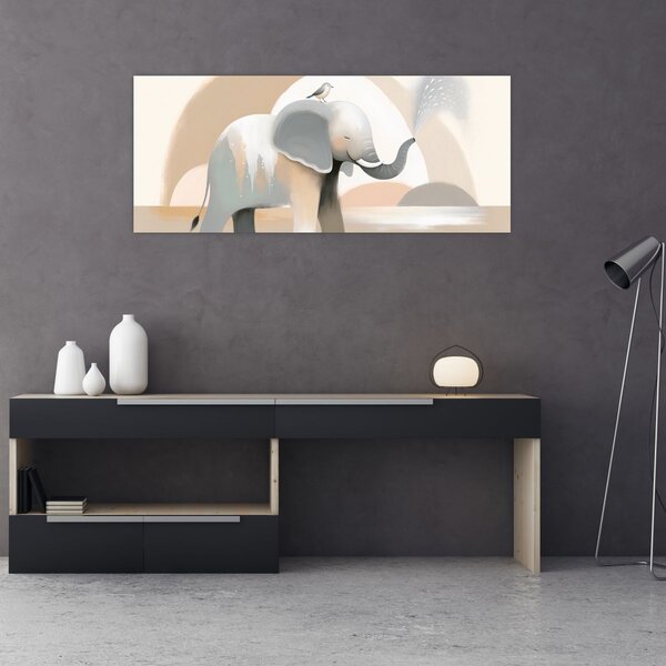Tablou - Elefant în culori pastel (120x50 cm)