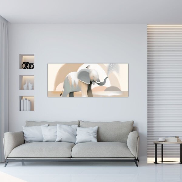 Tablou - Elefant în culori pastel (120x50 cm)