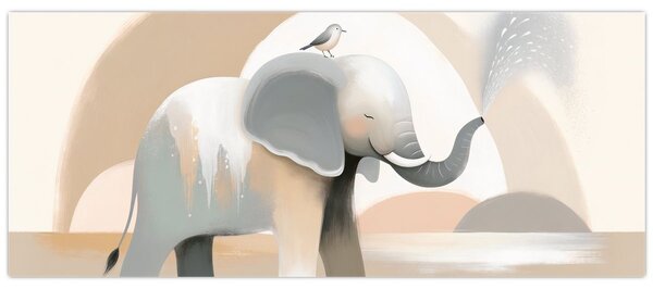 Tablou - Elefant în culori pastel (120x50 cm)