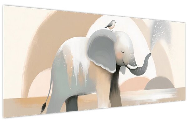 Tablou - Elefant în culori pastel (120x50 cm)