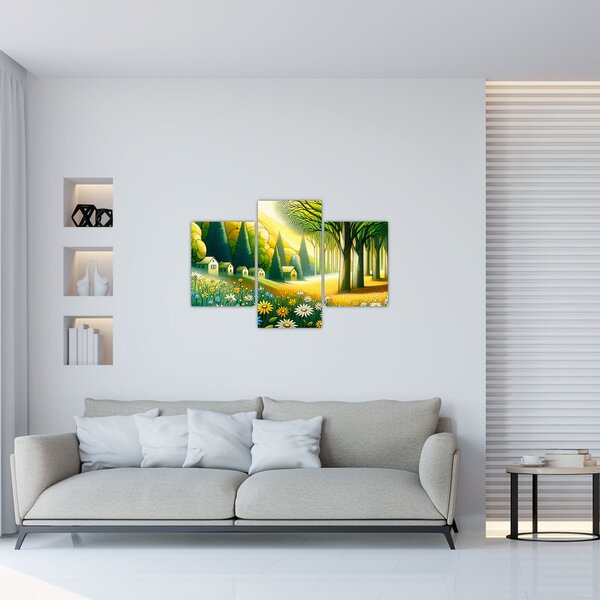 Tablou - Sat în galben-verde (90x60 cm)