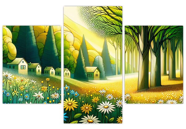 Tablou - Sat în galben-verde (90x60 cm)