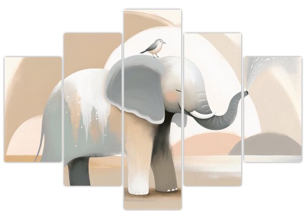 Tablou - Elefant în culori pastel (150x105 cm)